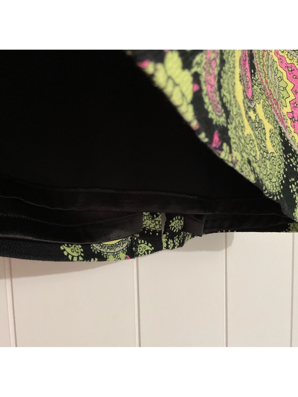 Paisley Embroidered Mini Skirt in Black with Pink & Green - Picture 4 of 10